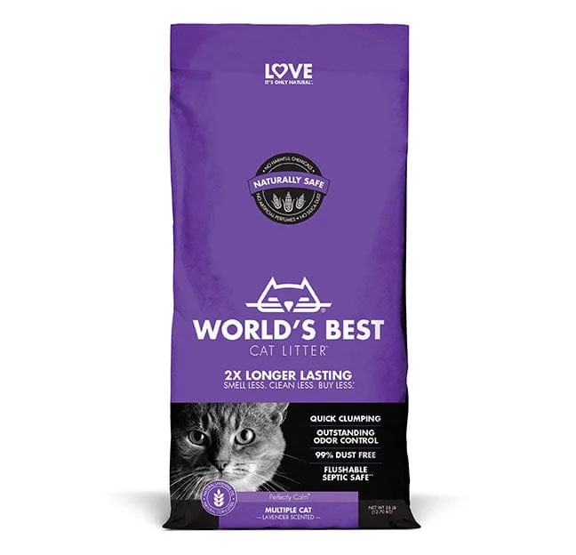 World's Best Cat Litter Lavender Scented Multiple Cat Clumping Formula Cat Litter